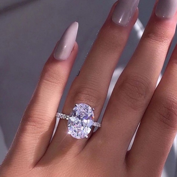 NEW 925 Silver Band Diamond Engagement Wedding Ring - Picture 4 of 16